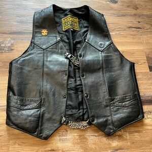 Hudson Leather 42 Men's Black Vest Chain Button Extenders Bulls